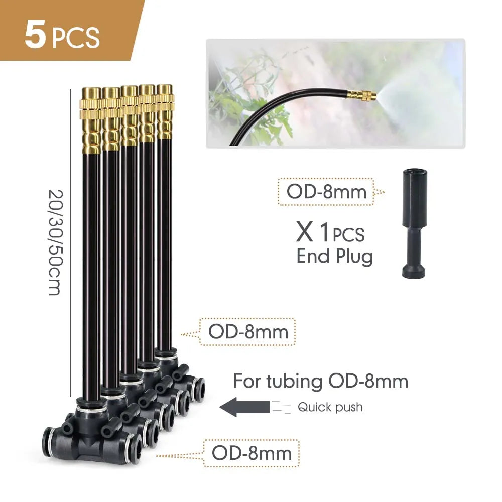 Flexible Misting Nozzle Set – Brass Atomization Spray 20/30/50cm