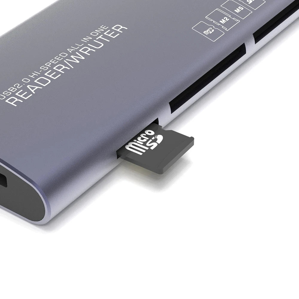 USB-C 6-in-1 Card Reader SD TF XD CF M2 MS | Aluminum Dongle