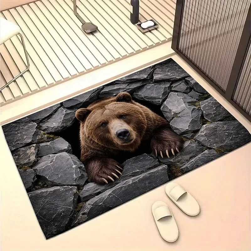 3D Optical Illusion Doormat – Grizzly Bear Anti-Slip Rug