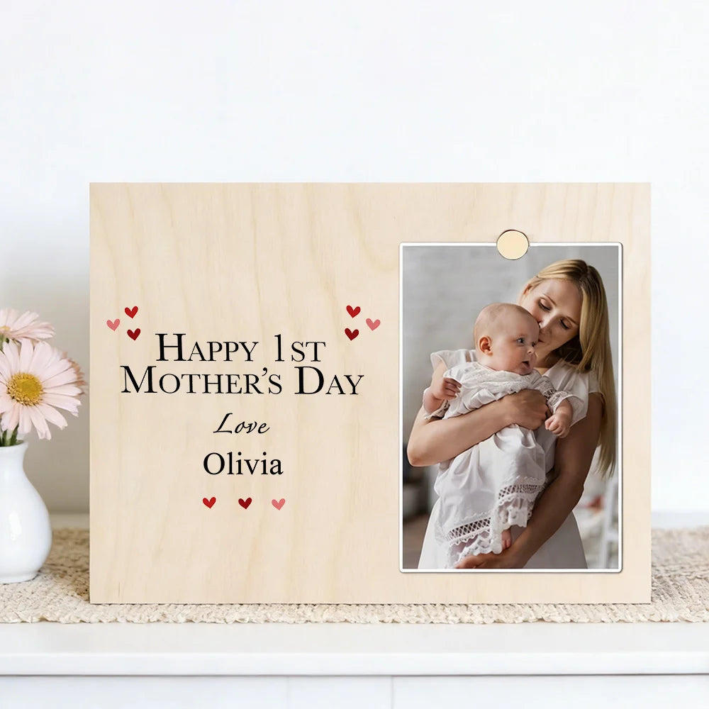 Personalised Wood Photo Frame – Custom Mother's Day Gift