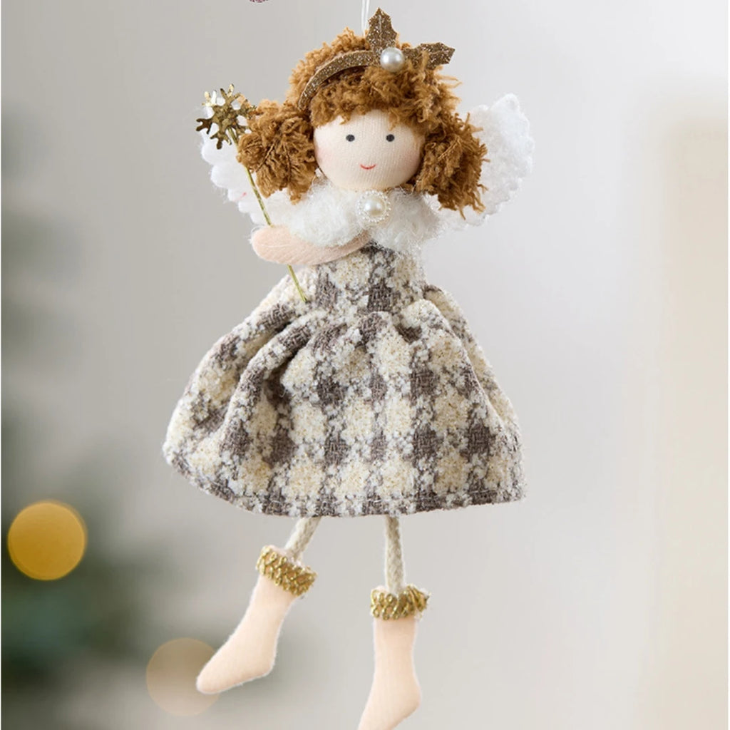 Angel Girl Christmas Tree Ornament – Fabric Doll Pendant
