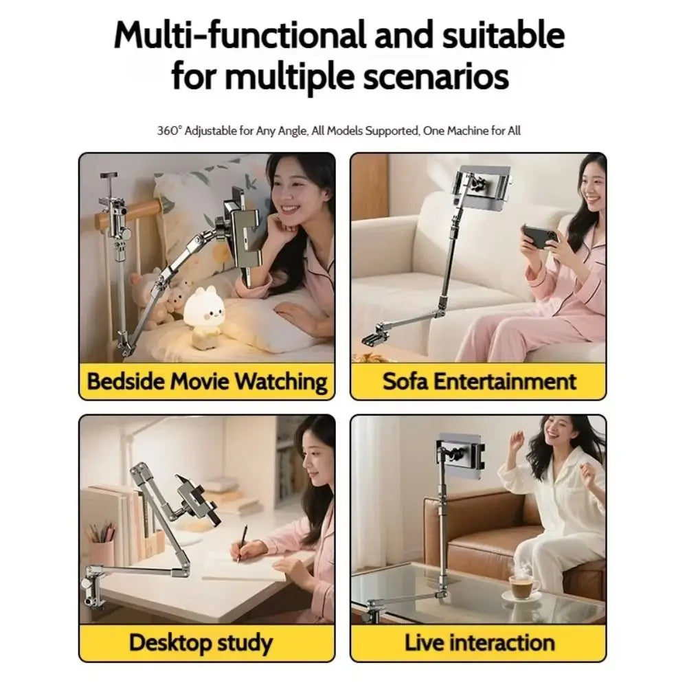 Foldable Tablet & Phone Stand – 3-Section Arm, 5–12 Inch