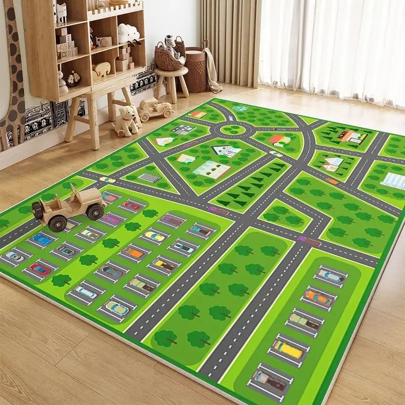 Cartoon Car Traffic Crawl Mat – Crystal Velvet Floor Rug