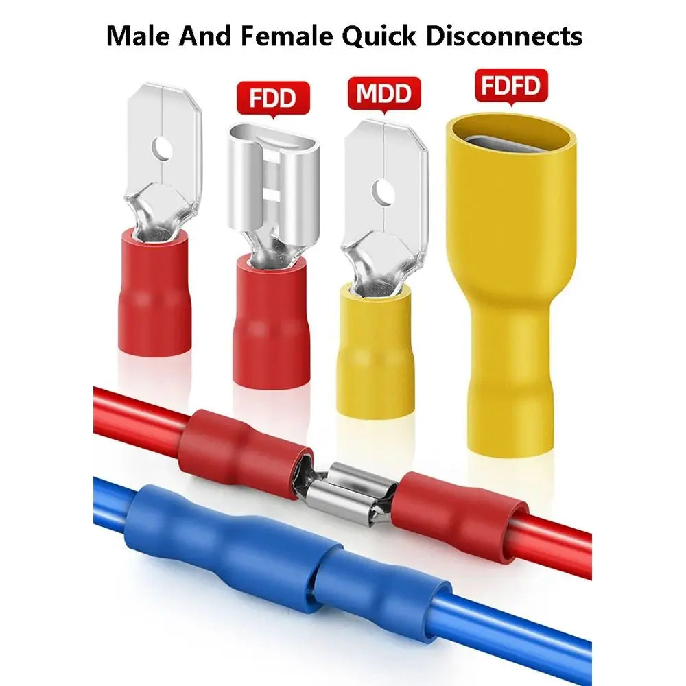 50-Pack Insulated Crimp Spade Terminal Connectors 2.8/4.8/6.3mm