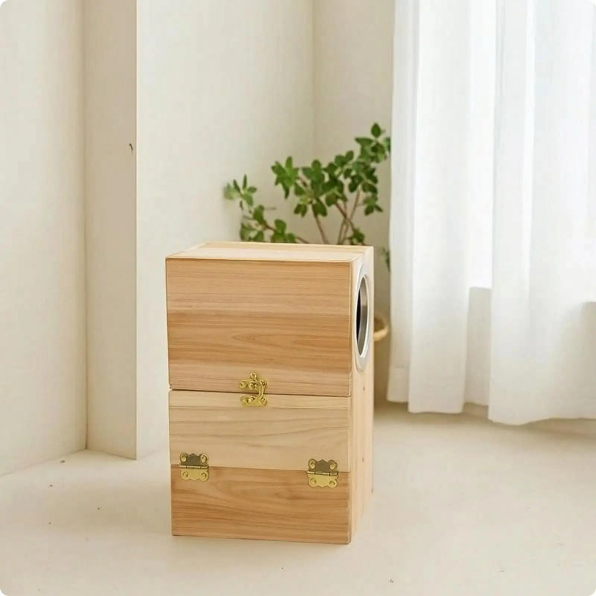 Natural Wood Bird Nesting Box with Perch & Lid – Unfinished