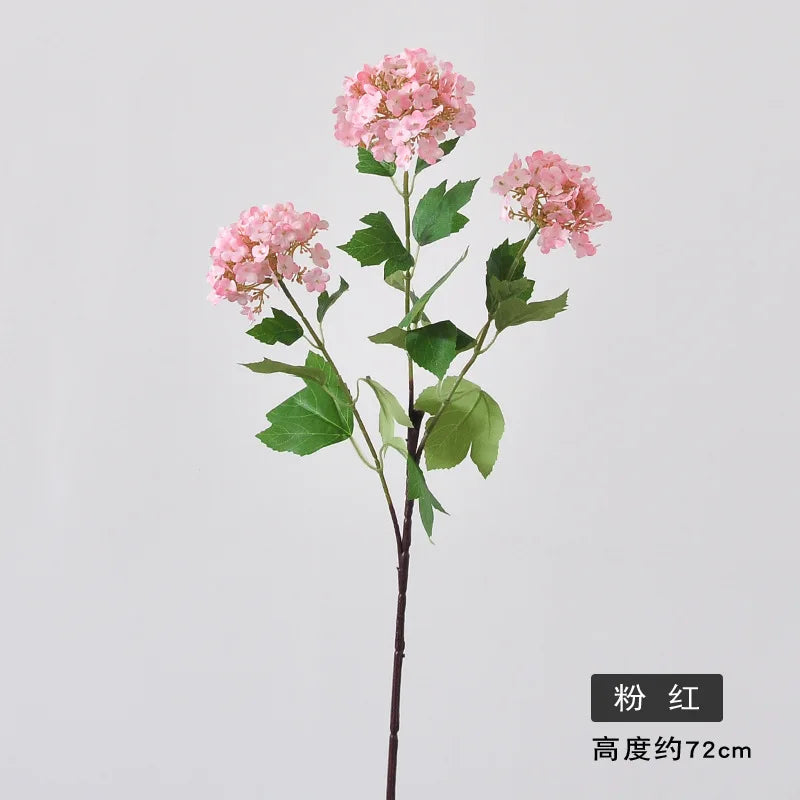 White Artificial Hydrangea Stem | 3-Head Faux Floral Branch