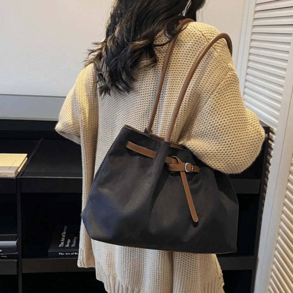Elegant Suede Shoulder Bag – Large Tote | 4 Colors