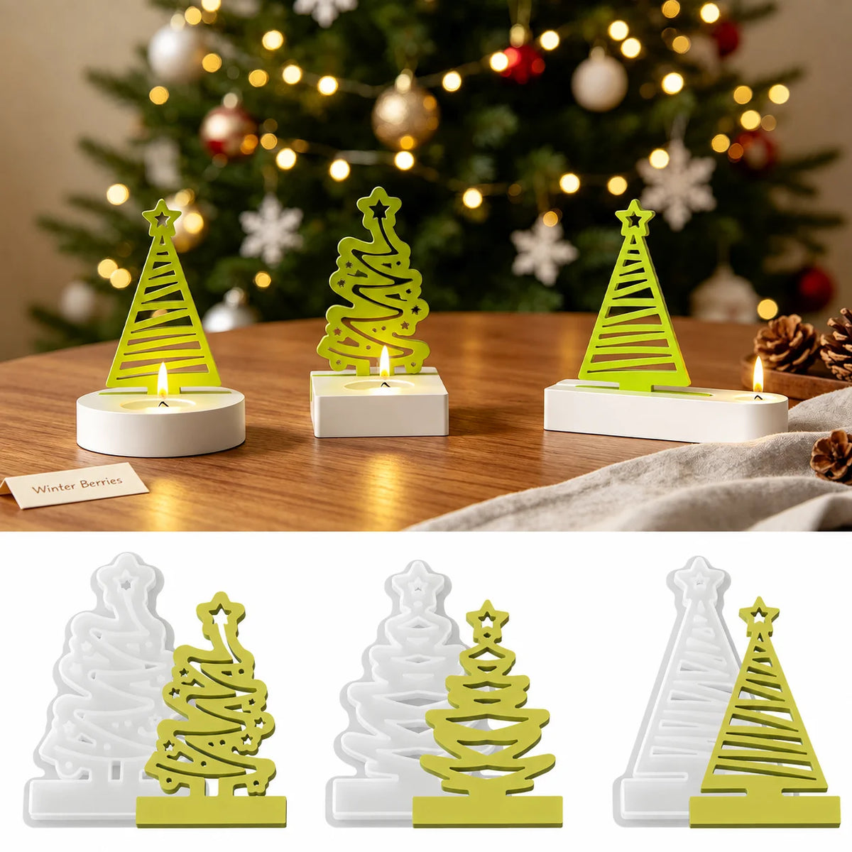 Christmas Tree Silicone Mold Set – 3 Designs | DIY Plaster
