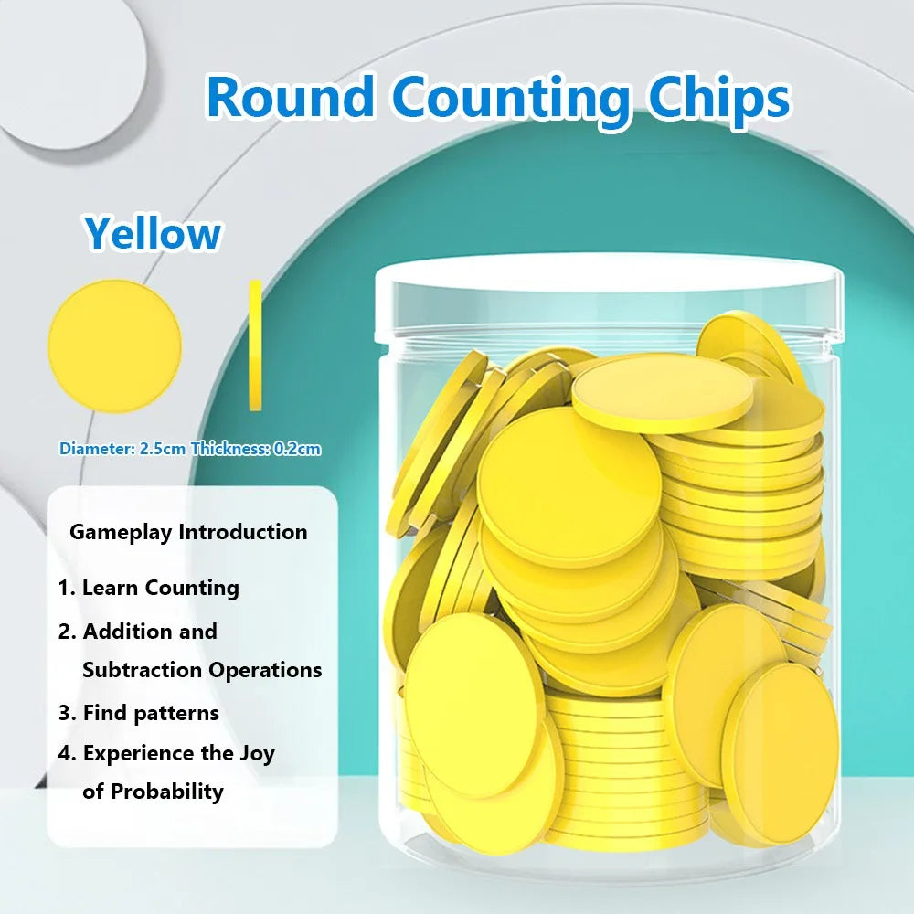 100pcs Colored Counting Chips – Math Teaching Tokens & Bingo