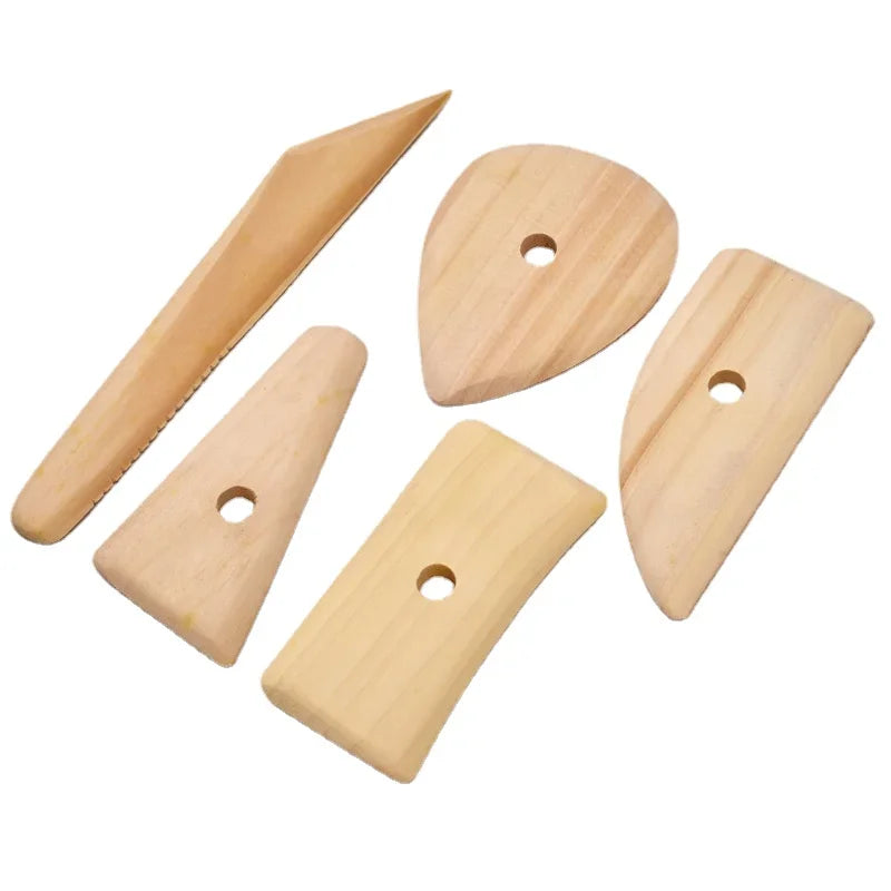 5-Piece Wooden Potter's Rib Set – Clay & Ceramics Sculpting Tools