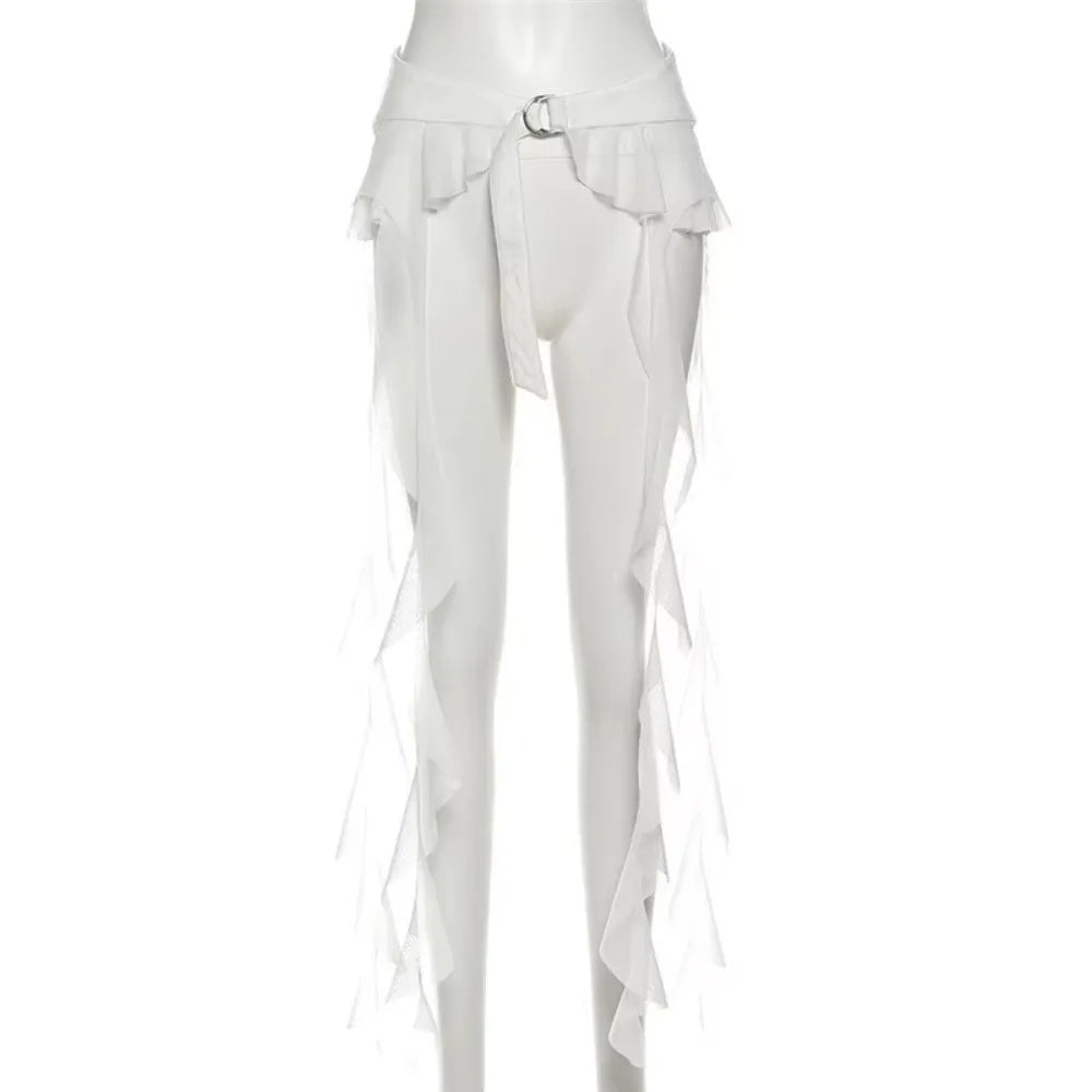 Y2K Ruffle Belt Skirt – Tassel Hip Curtain Waistband for Women