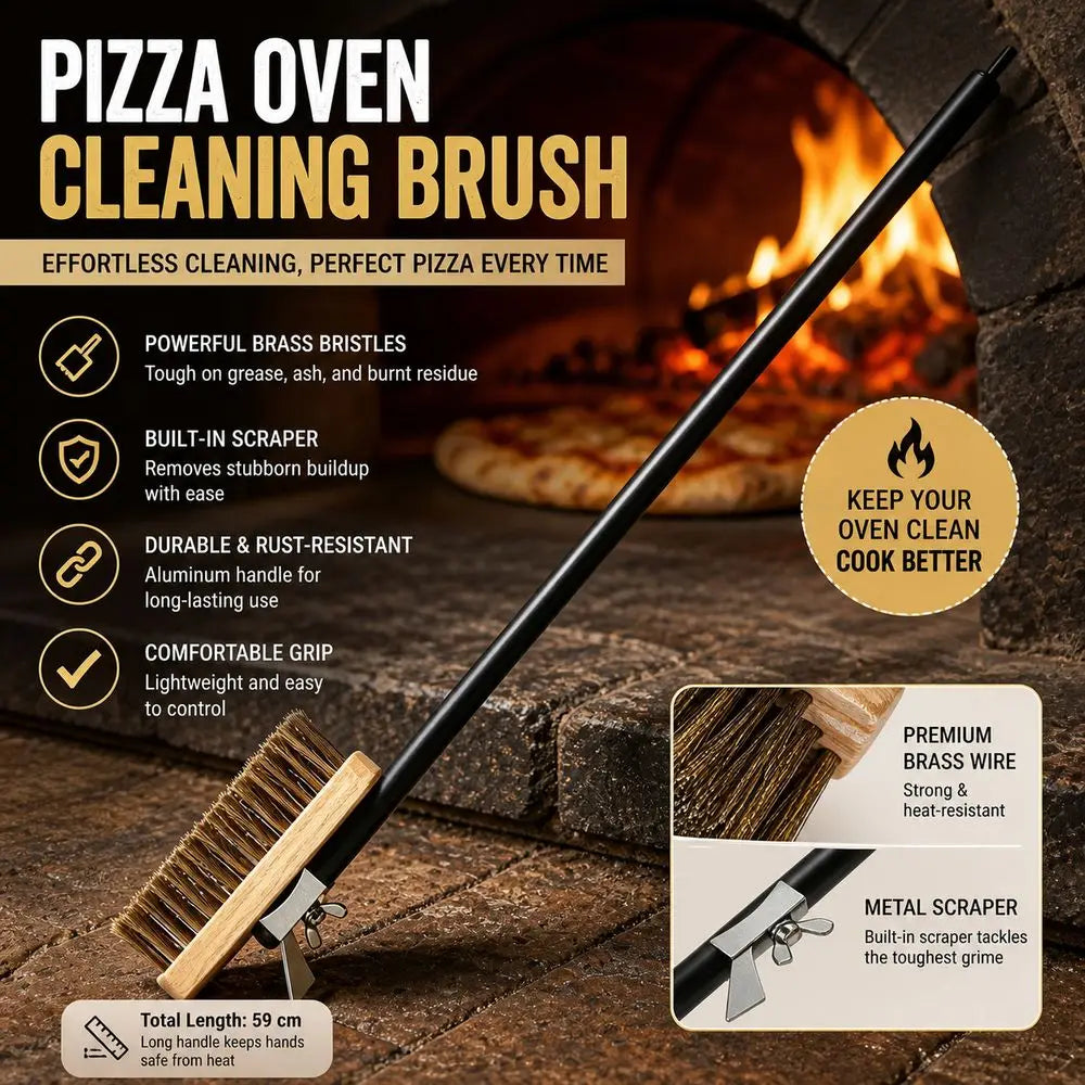 Pizza Oven & Grill Cleaning Brush – Copper Wire Long Handle