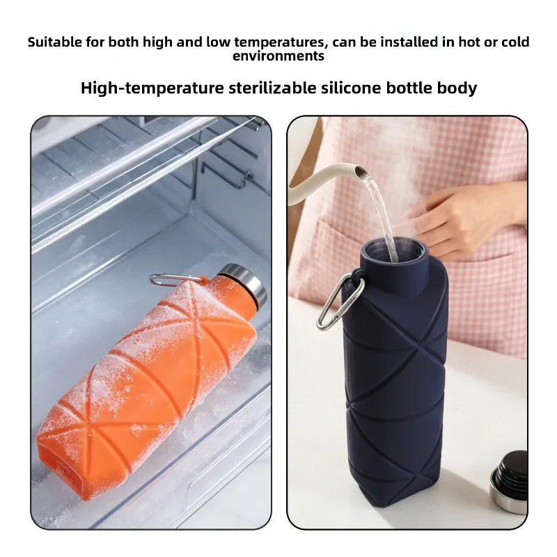 Collapsible Silicone Water Bottle with Carabiner | 750ml