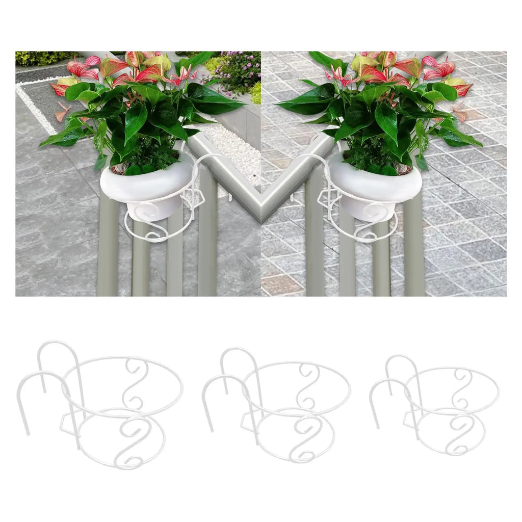 Metal Hanging Planter Basket with Hook – Railing Flower Pot