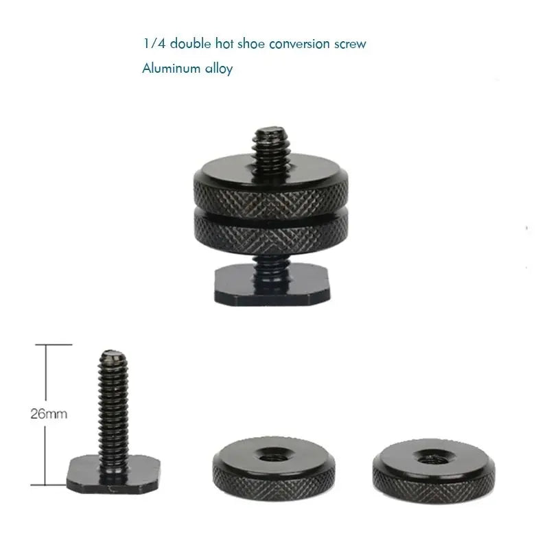 Camera Hot Shoe Mount Adapter 1/4 Screw with Locking Disk