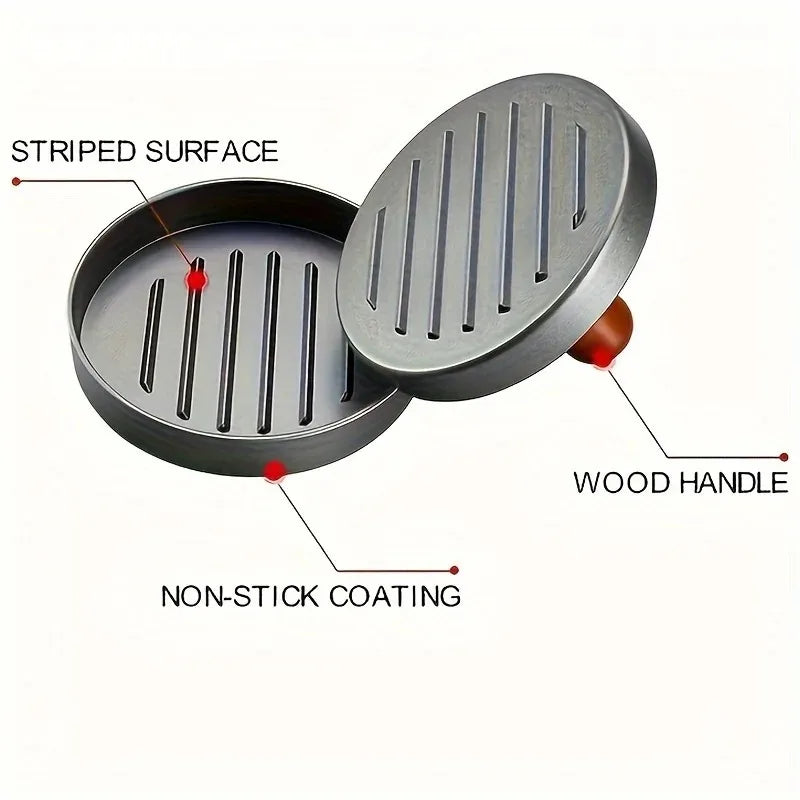 Stainless Steel Burger Press Patty Maker – Non-Stick Mold Kit