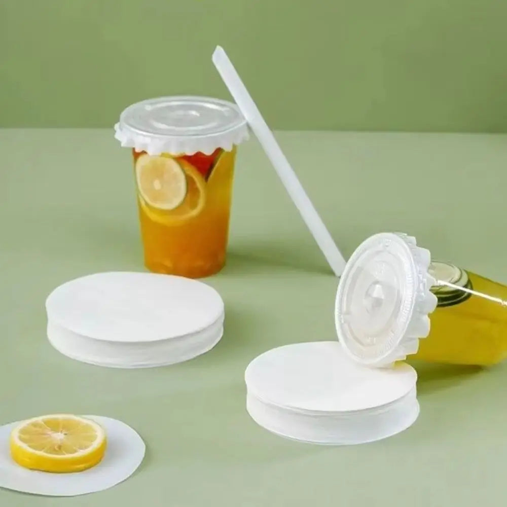 500-Pack Disposable Leakproof Round Paper Discs for Milk Tea Cups