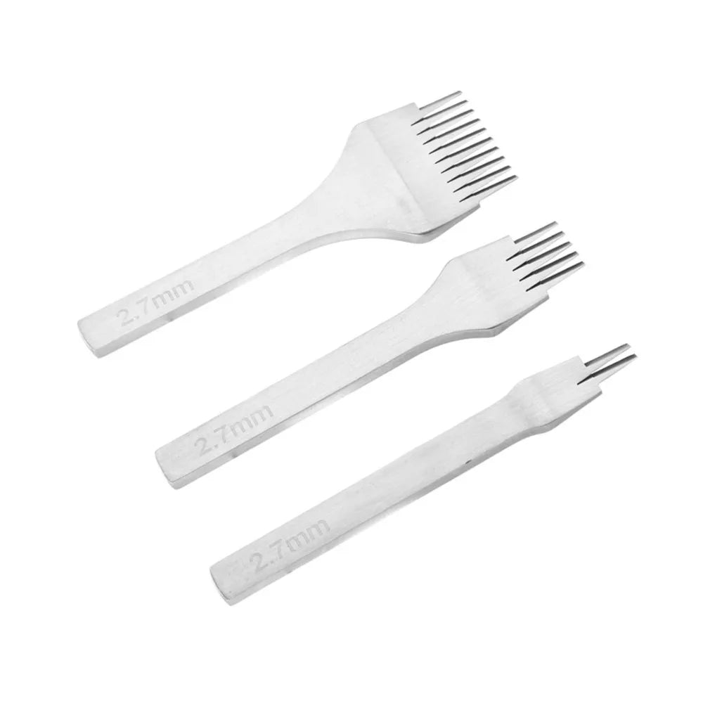 3-Piece Leather Stitching Chisel Set – 2/5/10 Prong, 2.7mm