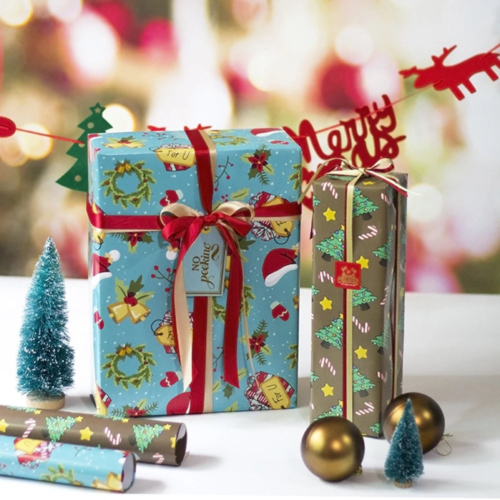 Christmas Wrapping Paper Set – 10 Festive Colorful Sheets