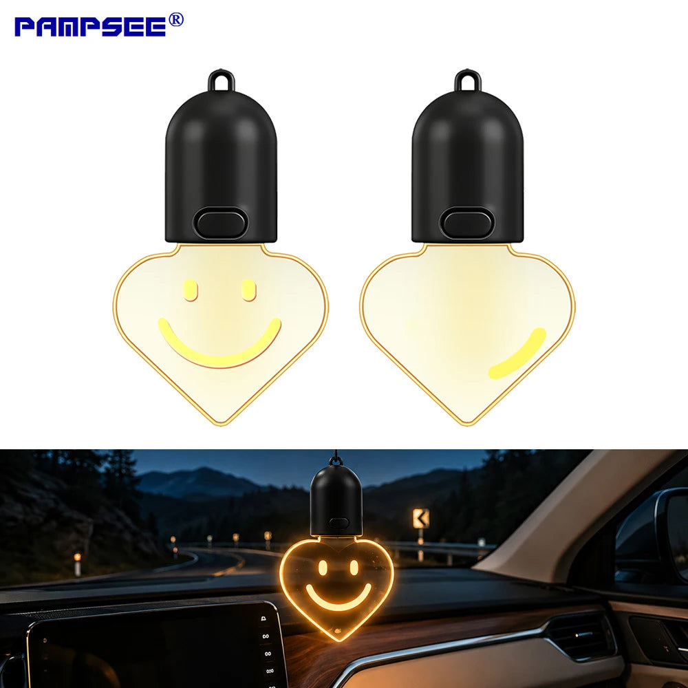 Heart Smiley Mini Bulb Car Ambient Light – Rearview Mirror Decor