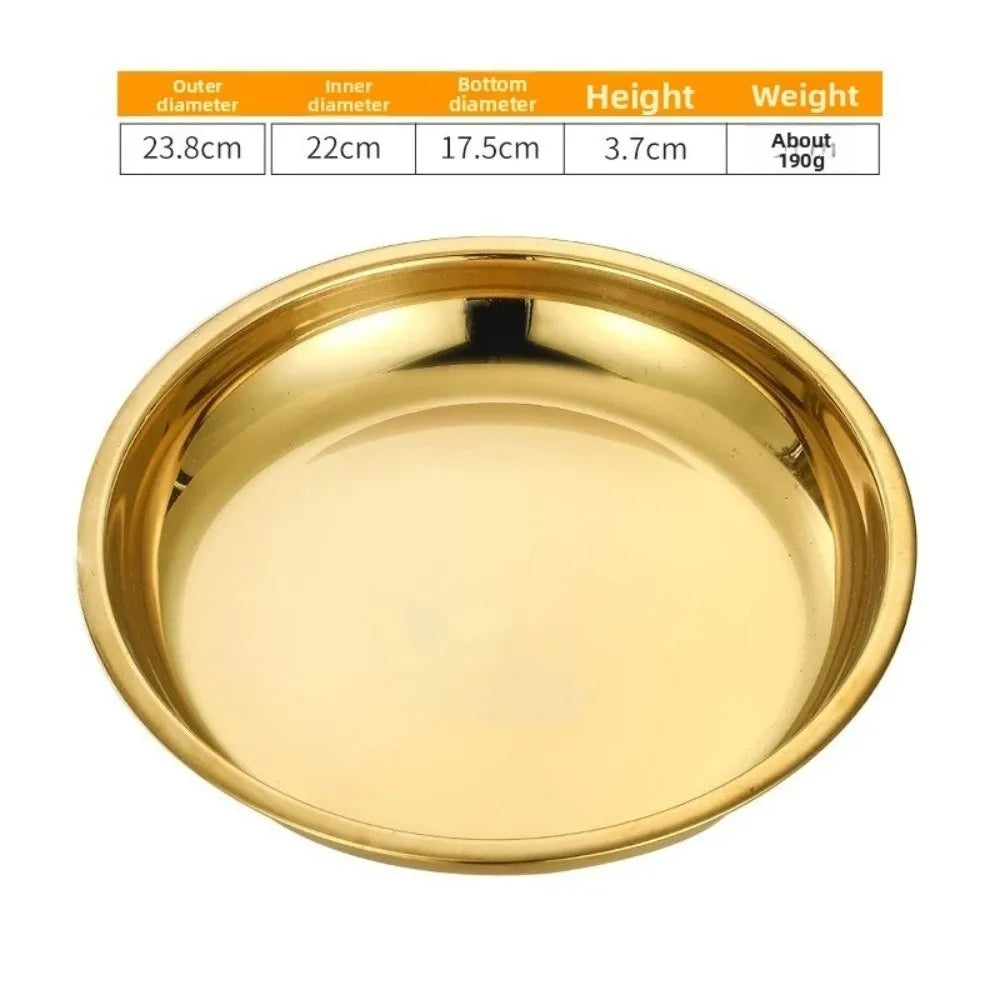 Stainless Steel Round Shallow Tray | Rustproof Camping Plate