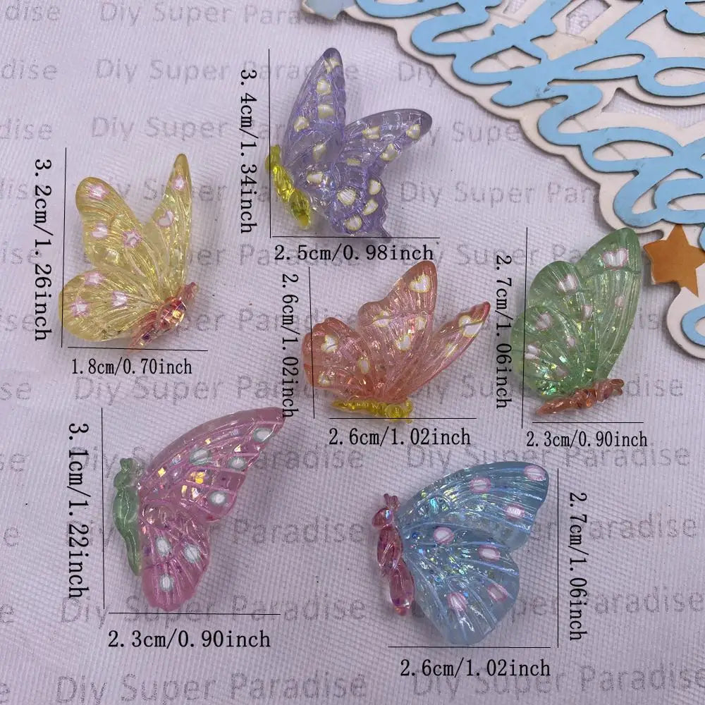 10-Pack Glitter Butterfly Flat Back Resin Rhinestones DIY Crafts