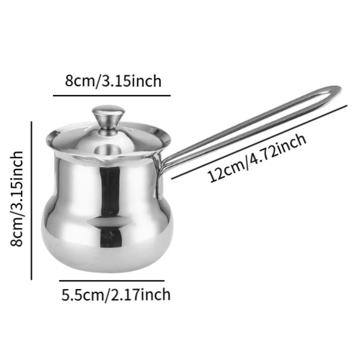 Stainless Steel Turkish Coffee Pot – Long Handle Milk Warmer