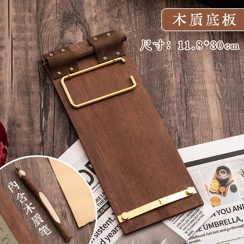 Retro Hangable Wooden Clip Note Board & Tearable Memo Roll