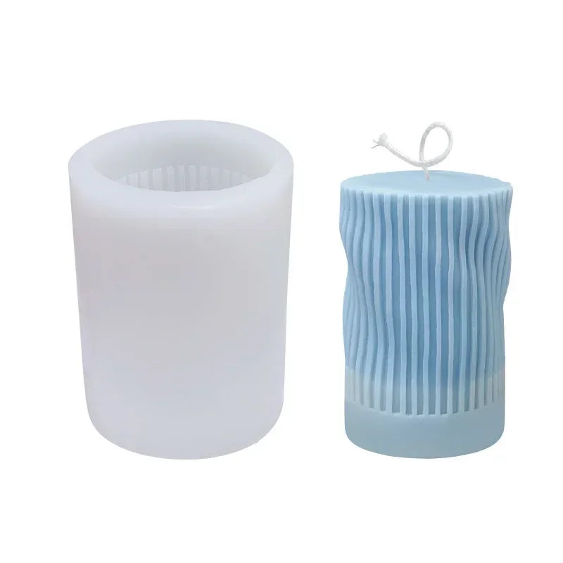 3D Striped Cylinder Silicone Mold – Candle & Soap Making