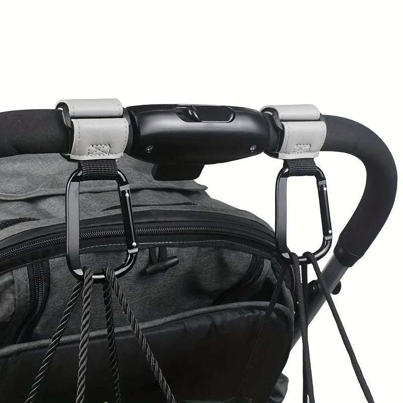 Universal Heavy-Duty Stroller Hooks – Diaper Bag Clip Organizer