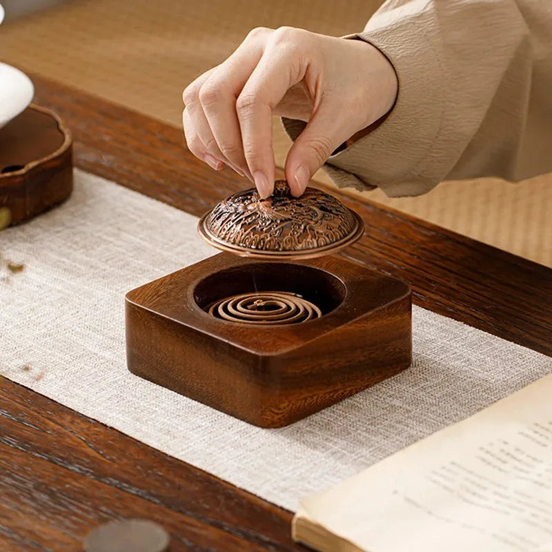 Walnut Wood Incense Burner & Storage Box – Zen Home Décor