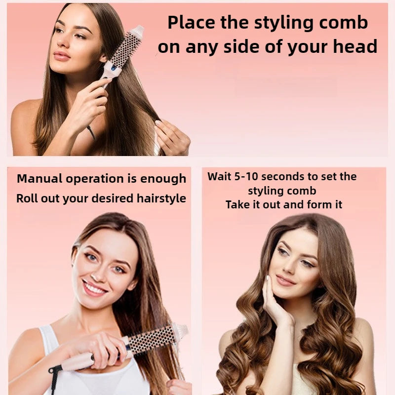 38mm 3-in-1 Curling Iron & Heated Straightening Comb