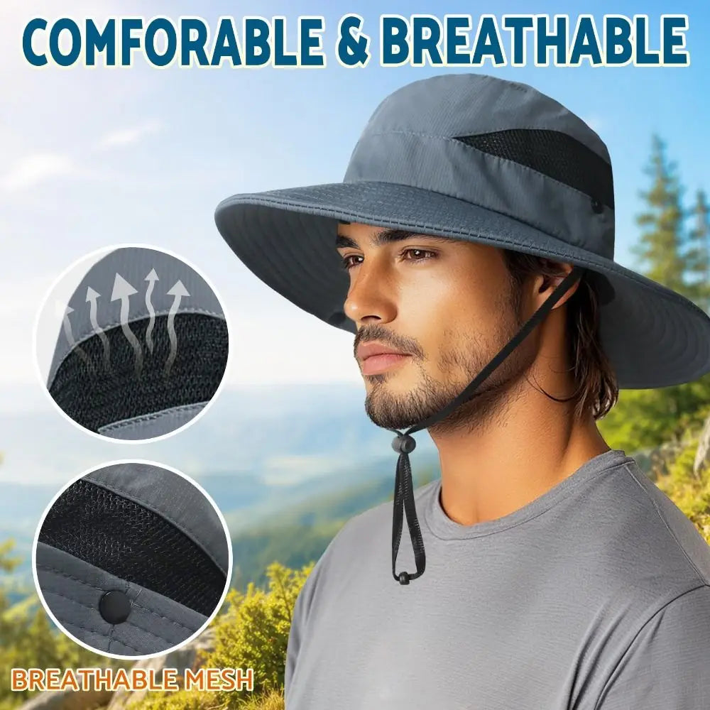 Wide Brim UV Mesh Bucket Sun Hat – Unisex Outdoor Fishing