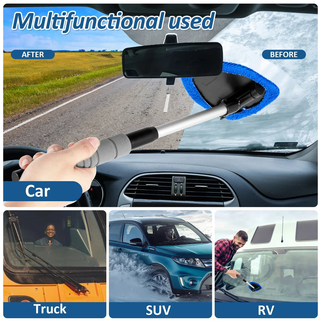 Car Windshield Cleaner – 18.5" Adjustable Handle & 180° Rotating Head