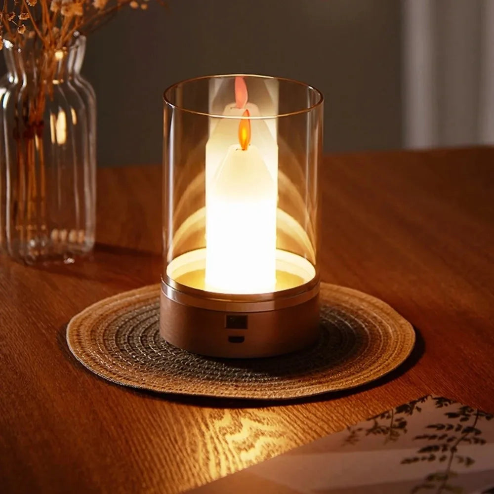 Rechargeable Flameless LED Candle Night Light – Dimmable Warm