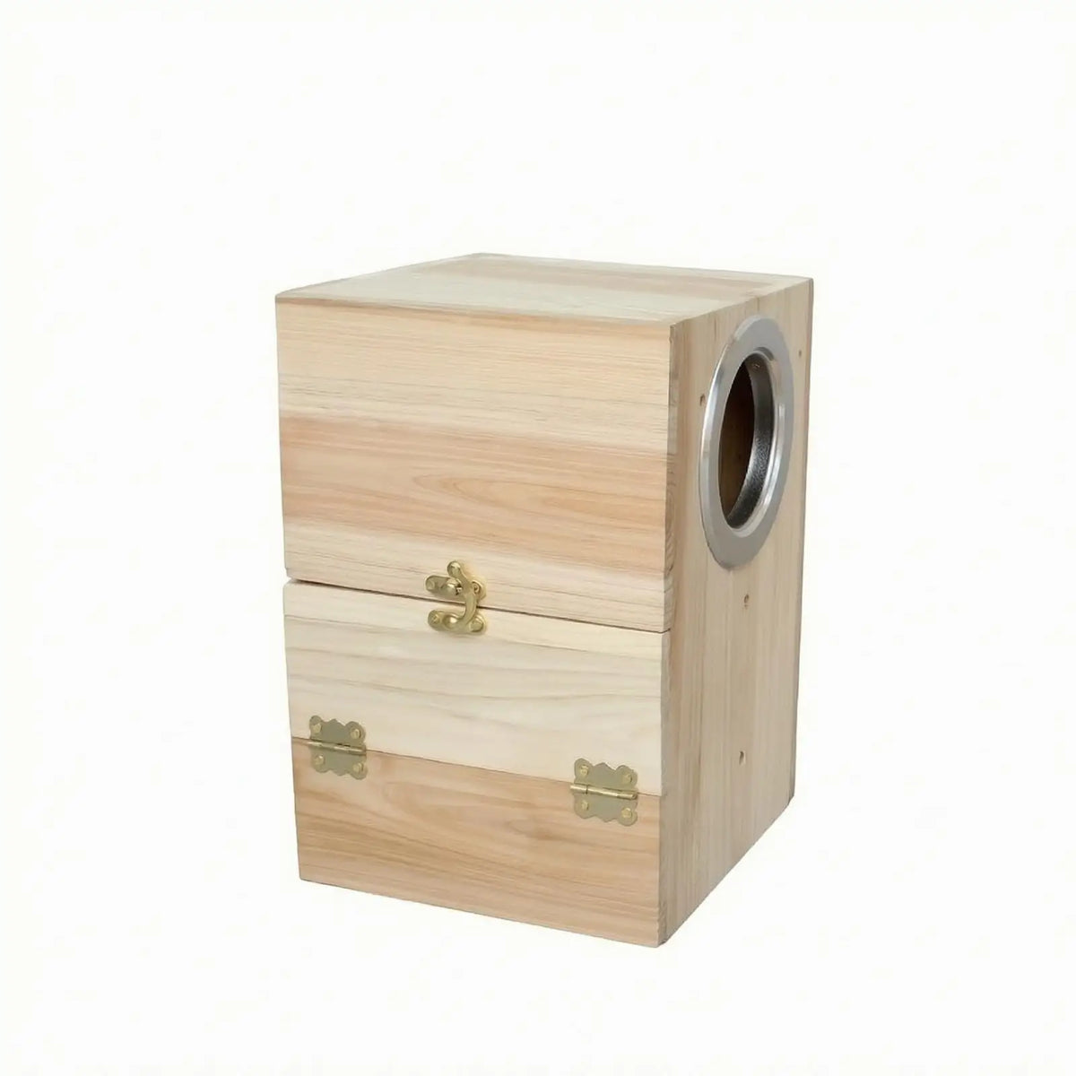 Natural Wood Bird Nesting Box with Perch & Lid – Unfinished
