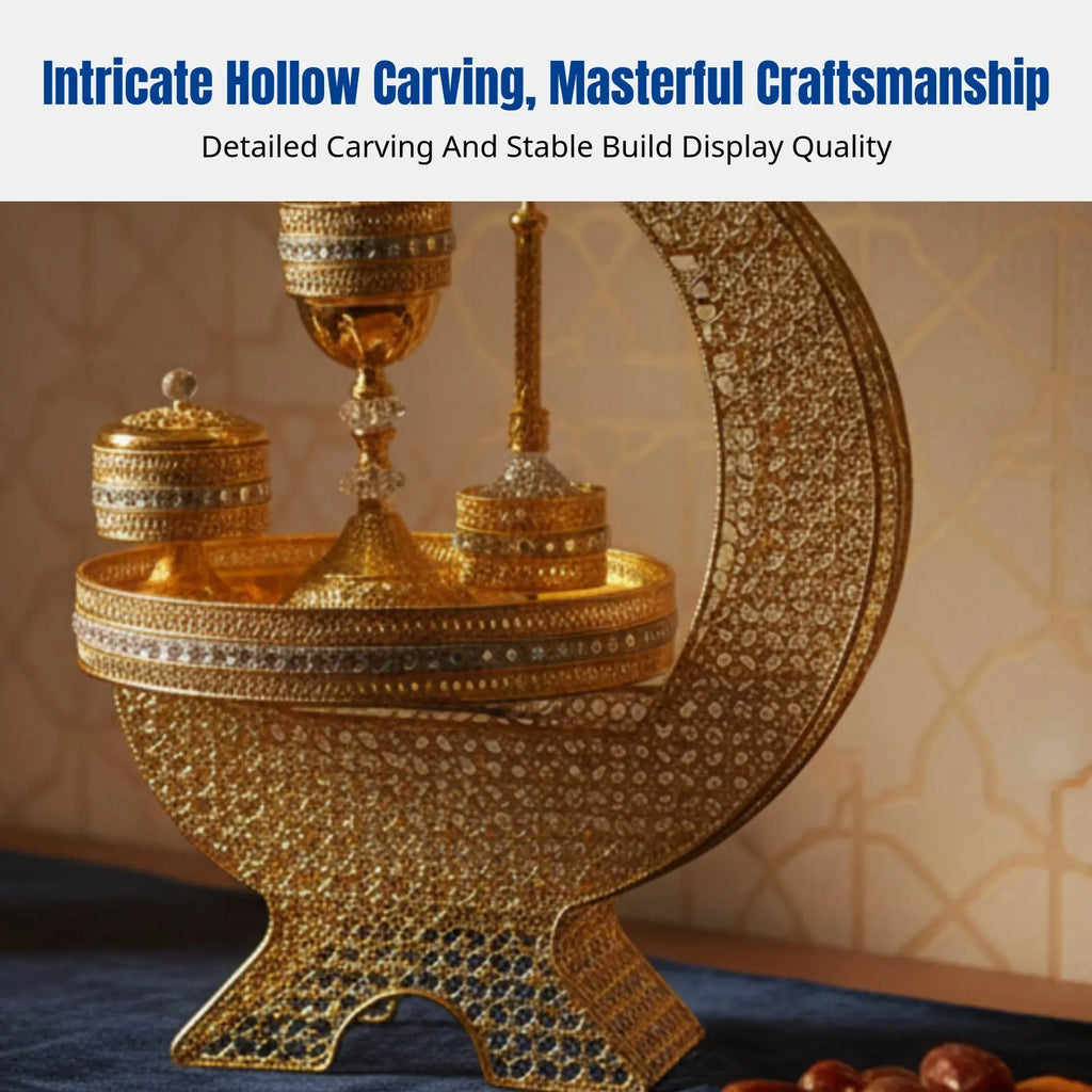 Arabic Gold Hollow Iron Incense Burner Set | Middle Eastern Decor