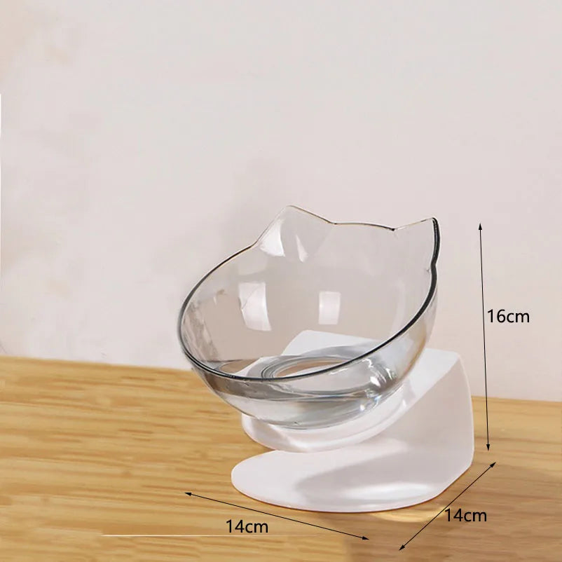 Tilted Transparent Cat Bowl – Splash-Proof & Non-Slip Feeder