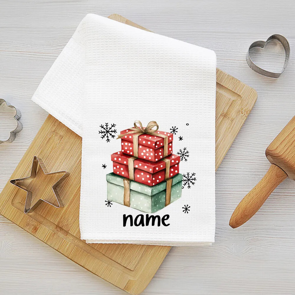 Personalized Christmas Tea Towel – Festive Holiday Kitchen Gift