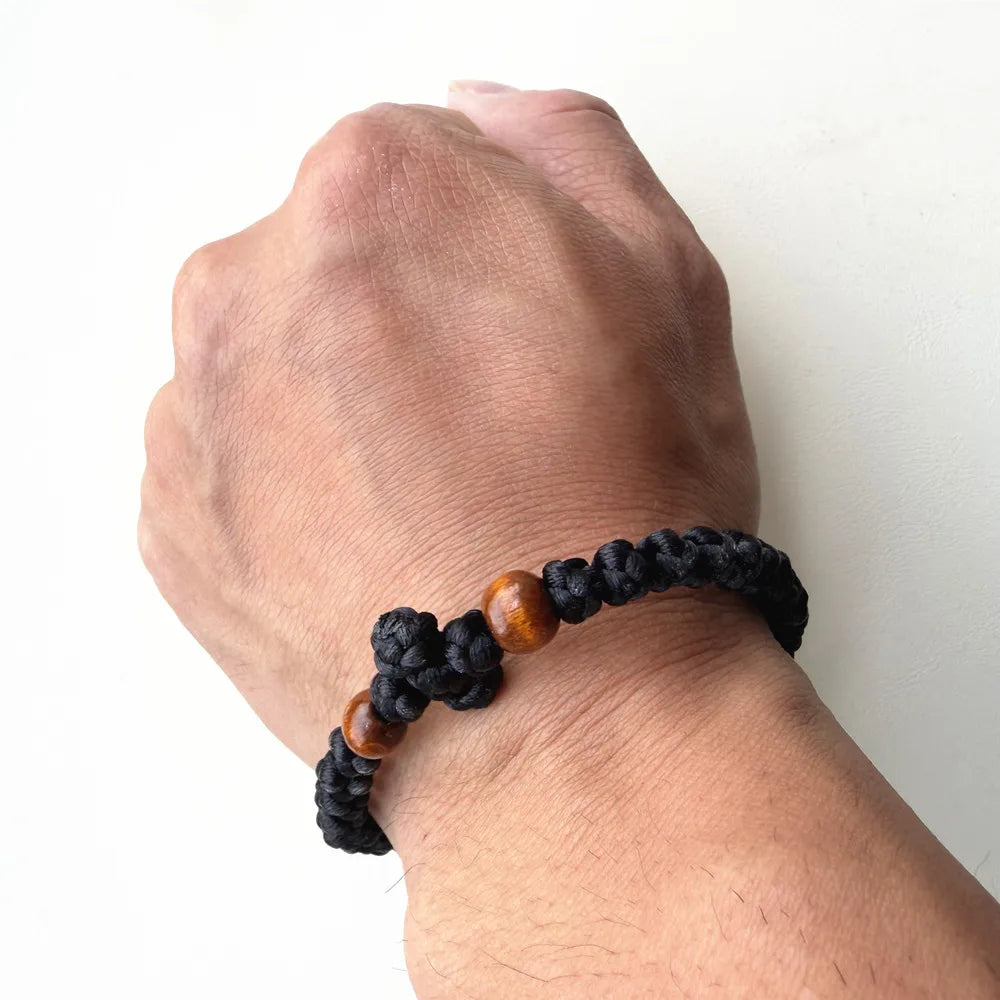 Orthodox Wooden Prayer Beads Rosary Bracelet – Rope & Fabric