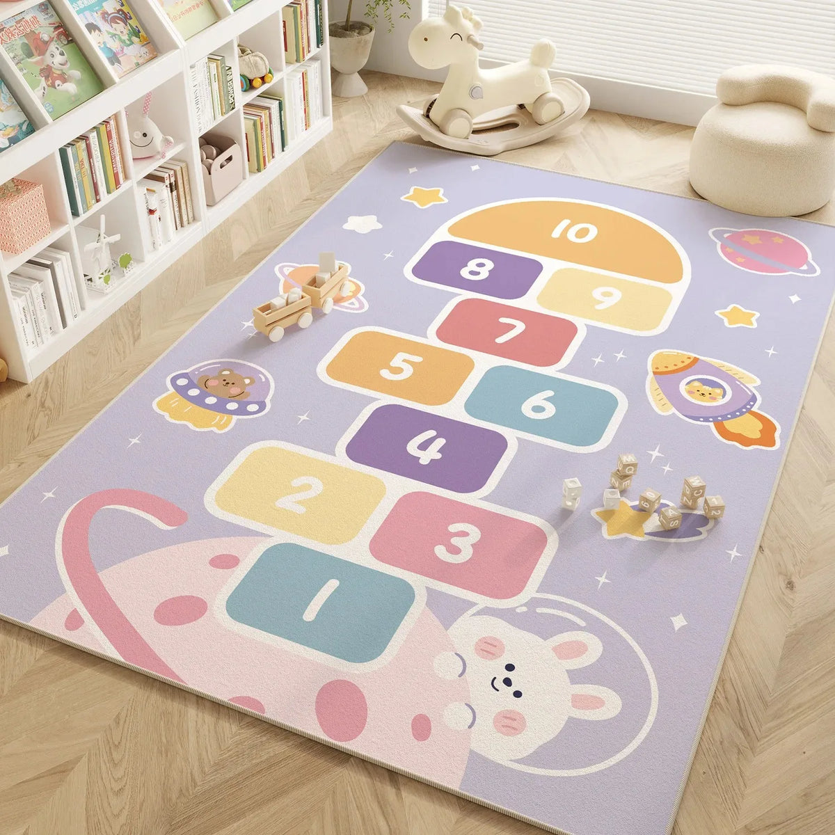 Dinosaur Print Non-Slip Kids Play Mat & Cartoon Area Rug