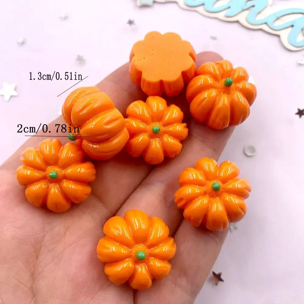 10PCS Resin 3D Pumpkin Flatback Figurines – Halloween DIY Crafts
