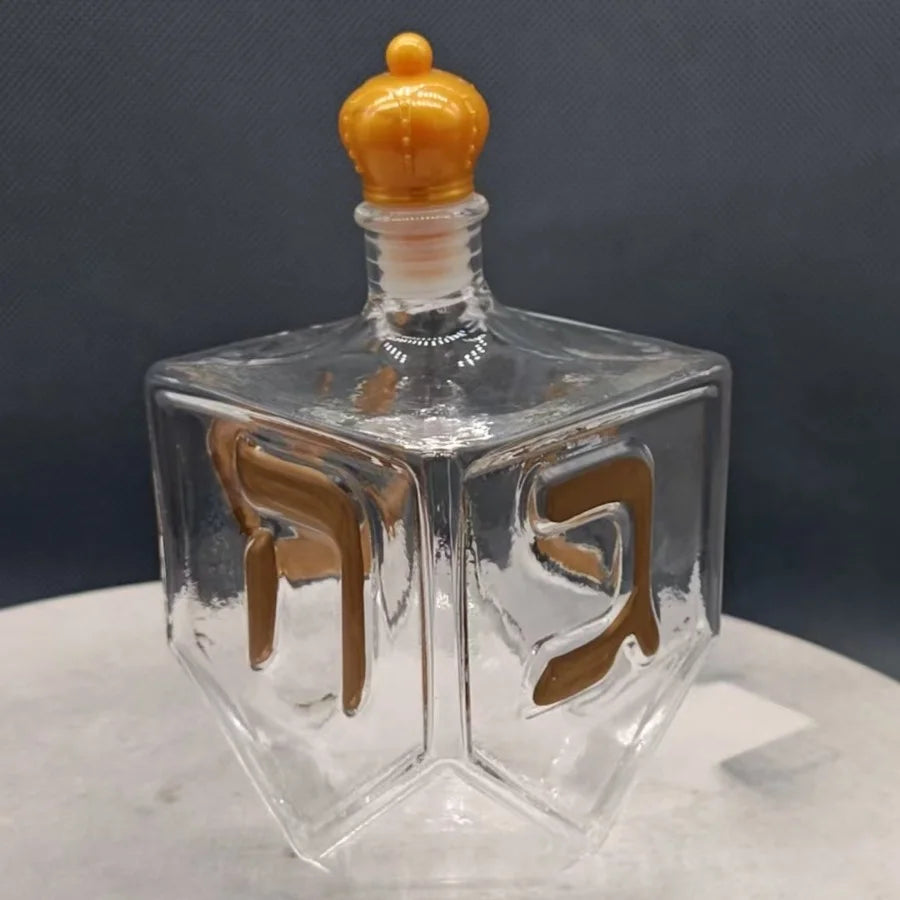 Judaica Star of David Glass Wine Decanter | Purple Crown Lid