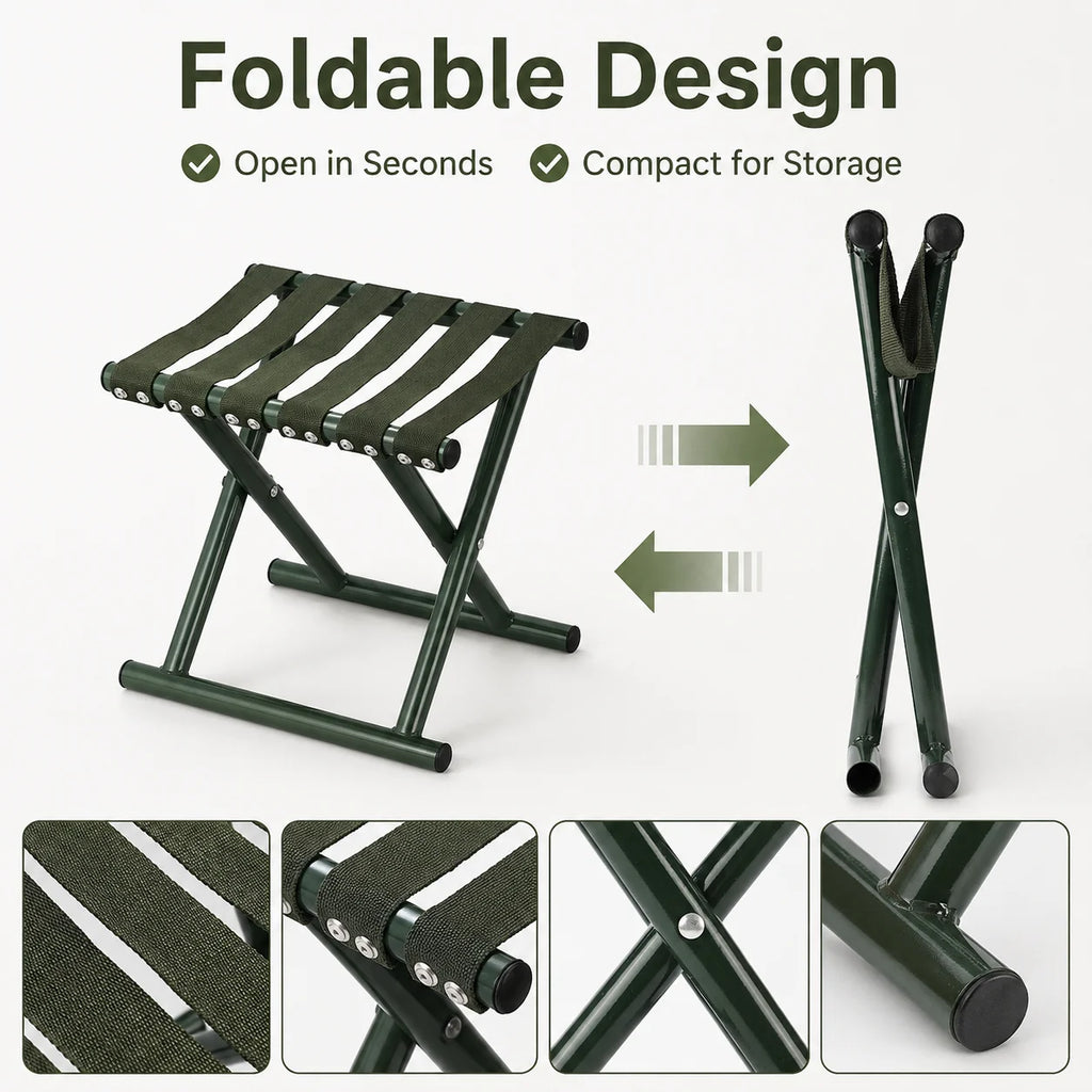 Portable Folding Fishing Stool – Widened Iron Frame for Adults