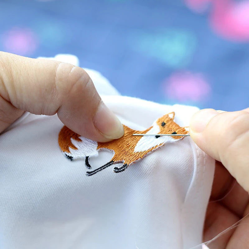 Fox Embroidery Iron-On Patch – DIY Applique for Clothing