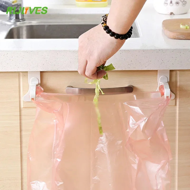 2-Pack Foldable Cabinet Door Garbage Bag Holder Hooks