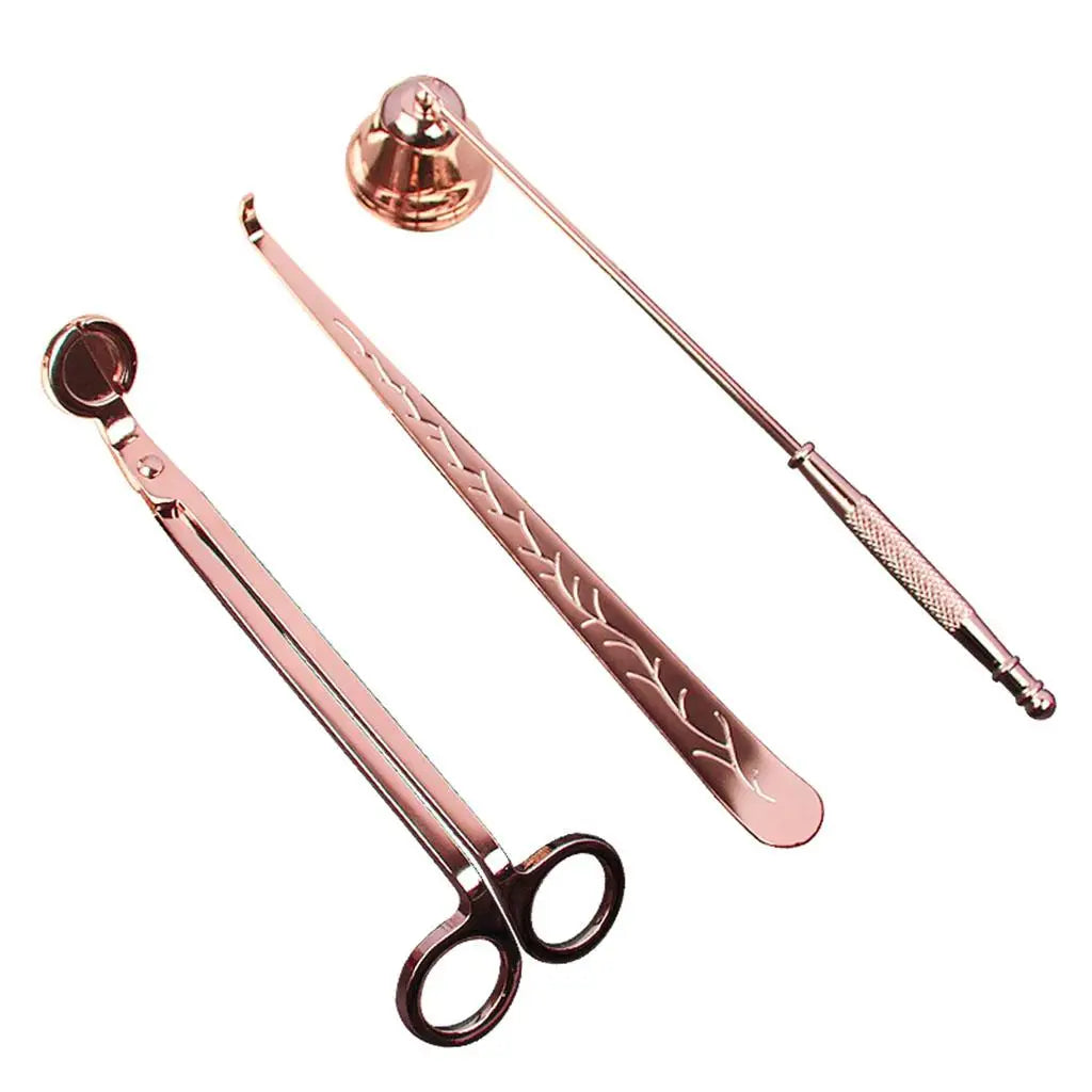 4-Piece Stainless Steel Candle Care Kit – Snuffer, Trimmer & Tray