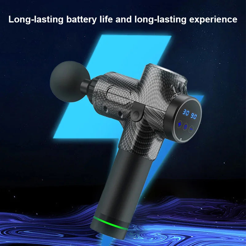 LCD Fascia Gun – 30-Speed Percussion Muscle Massager, 6 Heads