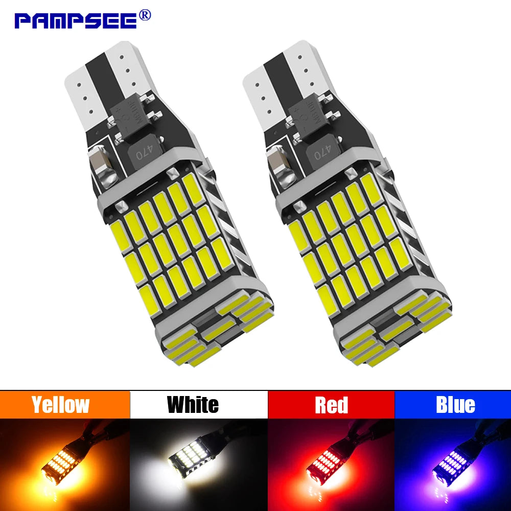 2PCS T15 LED Bulbs W16W 45-SMD 6000K Car Reverse Backup Light