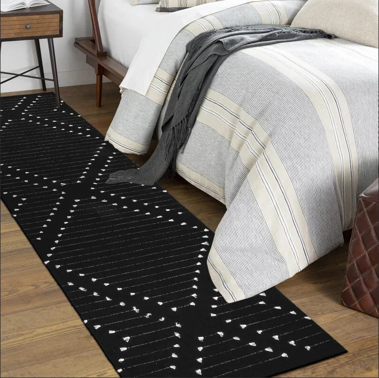 Orange Boho Tribal Runner Rug – Non-Slip Washable Geometric